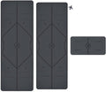 Yoga & Travel Mat & Yoga Pad Bundle Pack – Patented Alignment System, Eco-Friendly, Non-Slip , Made with Natural Rubber, Thick, Sweat Resistant, Comfortable - Grey/Grey/Grey