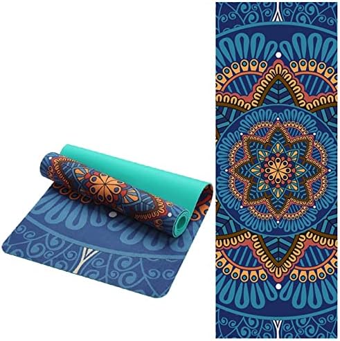 5.5 MM Lotus Pattern Suede  Yoga Mat Pad Non-Slip Slimming Exercise Fitness Gymnastics Mat Body Building Esterilla Pilates (Color : Butterfly Green)
