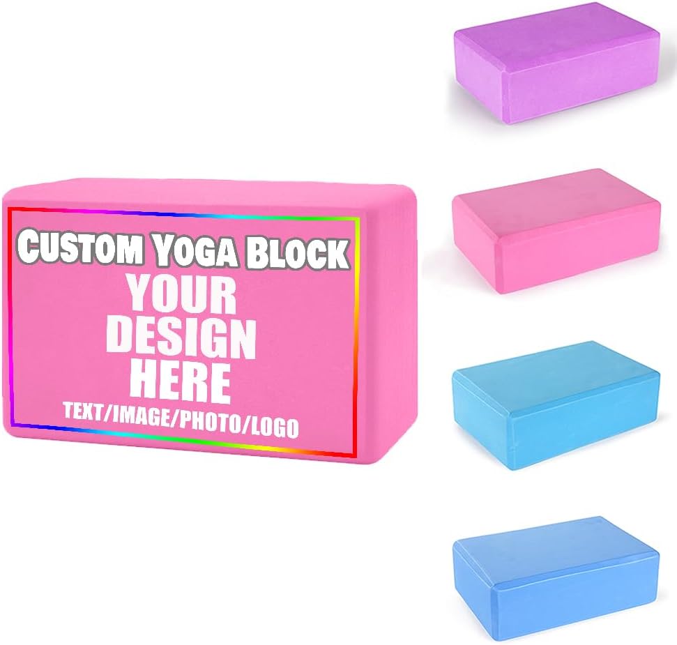 Customizable EVA foam yoga blocks supporting printed patterns, text, or logos; lightweight and durable, suitable for yoga, Pilates, stretching, meditation, and dance.