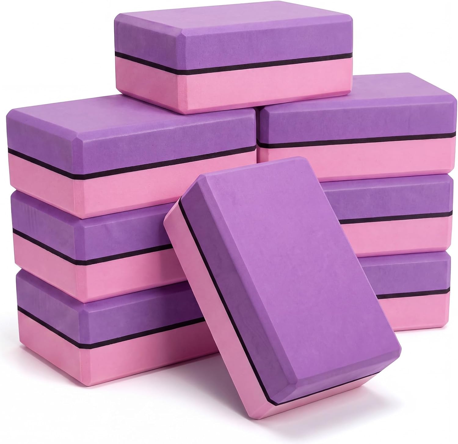 8-Piece EVA Foam Yoga Block Set (9 x 6 x 2.8 inches)—Suitable for Pilates, stretching, meditation, home workouts, dance, and gymnastics; lightweight and practical
