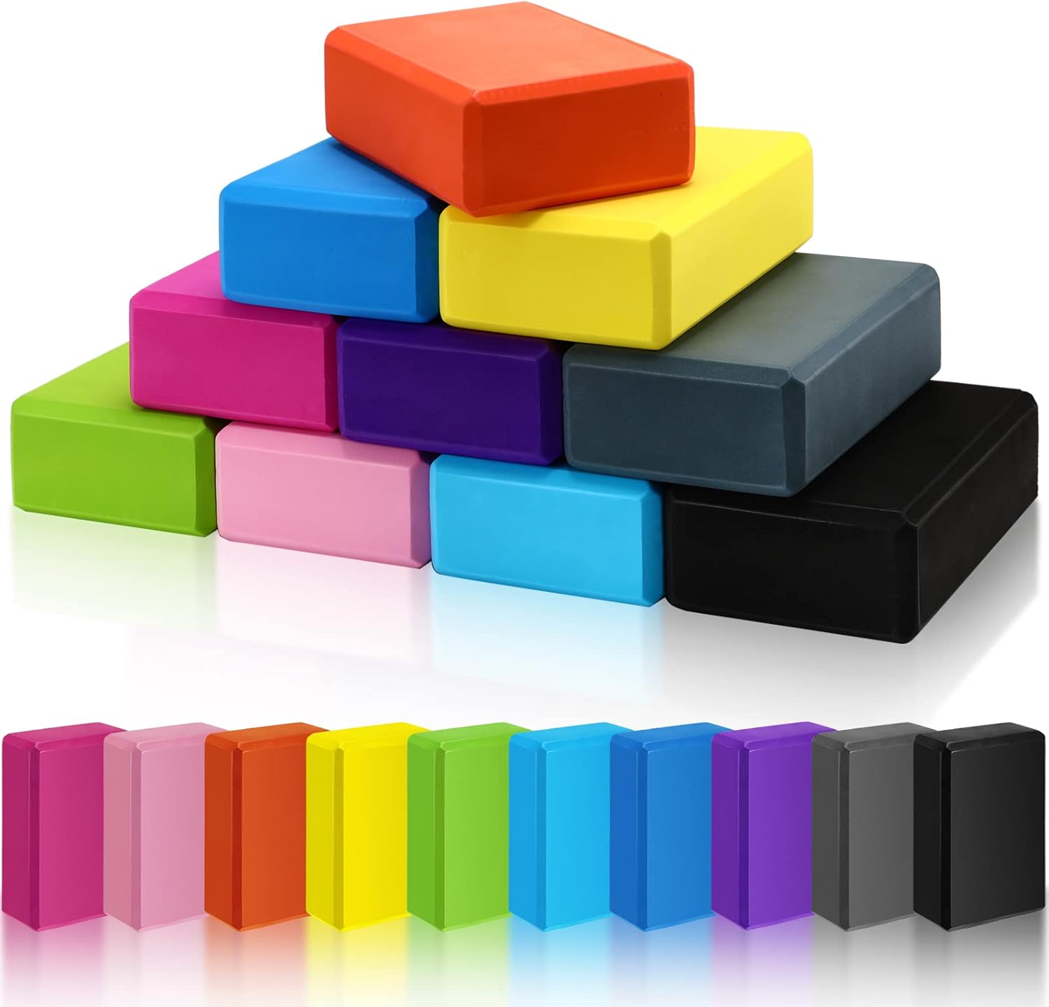 10-Piece EVA Foam Yoga Block Set—Lightweight, non-slip, and highly supportive; suitable for Pilates, stretching, and meditation; unisex (suitable for beginners)