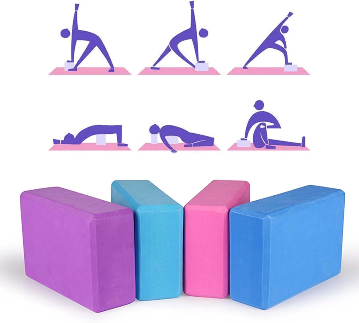 Yoga block 2-piece set; lightweight, premium EVA foam blocks; non-slip and supportive; suitable for yoga, Pilates, stretching, and meditation; unisex and beginner-friendly.