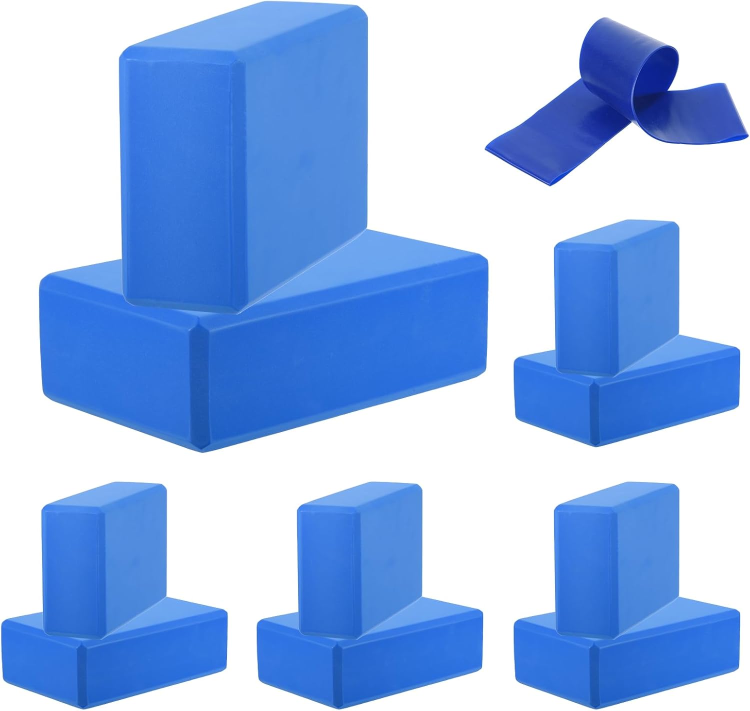 Yoga Block and Resistance Band Set – 10-Piece Kit Featuring High-Density EVA Foam Yoga Blocks (9 x 6 x 3 Inches); Non-Slip and Lightweight—Ideal for Women's Gym Stretching, Yoga, and Pilates Workouts