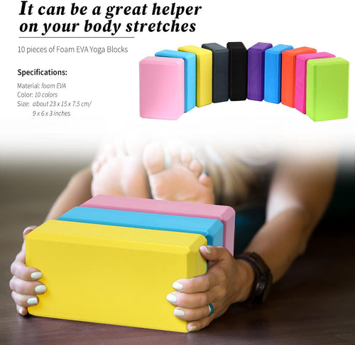 10-Piece EVA Foam Yoga Block Set—Lightweight, non-slip, and highly supportive; suitable for Pilates, stretching, and meditation; unisex (suitable for beginners)