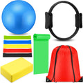 10 Pcs Pilates Ring Blocks Set for Women Home Yoga Equipment Accessories Pilates Ring Circle and Ball Workouts Gift Include Ball Yoga Circle Resistance Bands Block Straps Gym Bag