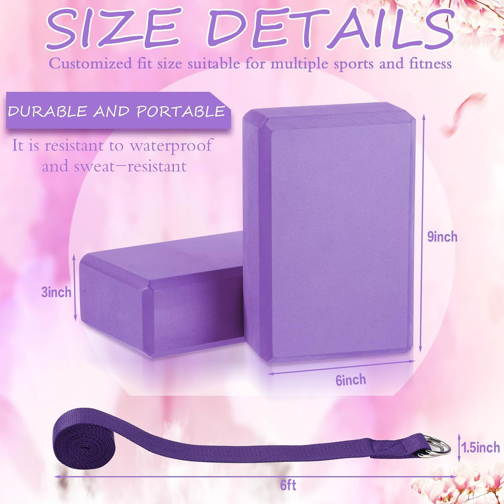 20-Piece Yoga Block and Stretching Strap Set—Includes non-slip EVA foam blocks and stretching straps with metal D-rings; suitable for gym and daily workouts