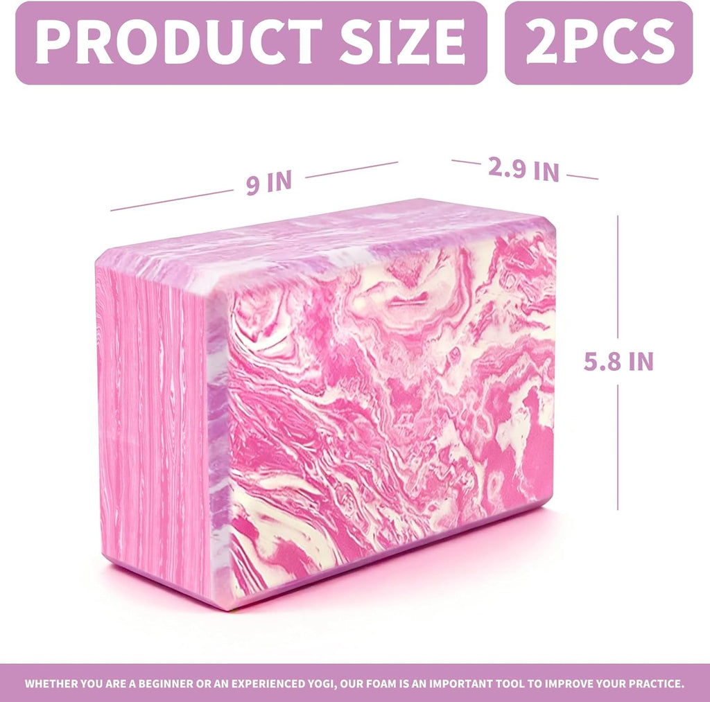 2-Piece High-Density EVA Foam Yoga Block Set (9 x 6 x 3 inches)—Non-slip material; suitable for yoga, Pilates, stretching, and meditation