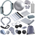 24 Pcs Pilates Kit, Home Pilate Equipment for Women, Pilates Ring and Ball Set with Stretching Strap, Water Bottle, Magic Circle, Yoga Ring, Gym Bag, Resistance Band, Anti Slip Sock