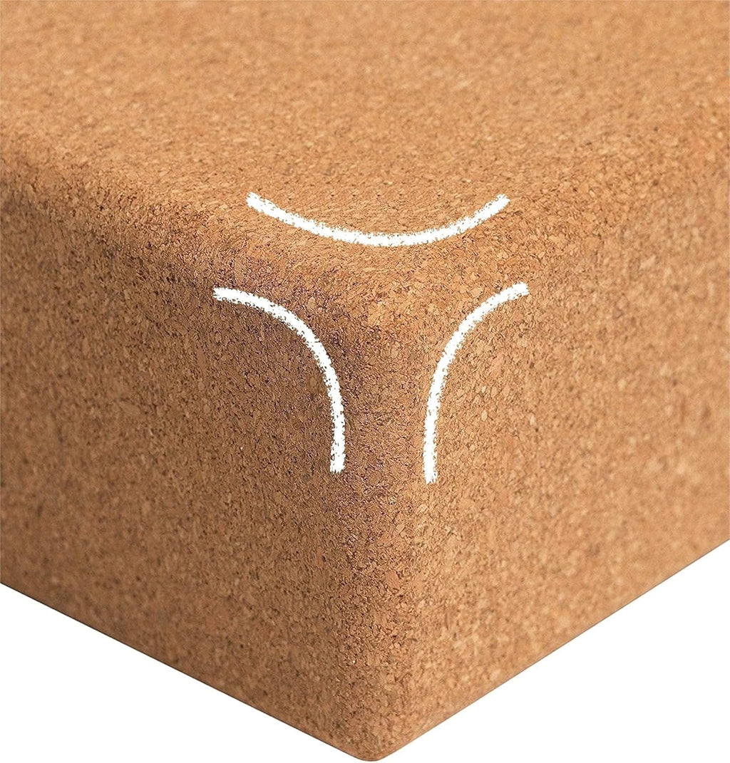 Cork Yoga Block 2-Piece Set—Natural cork sourced from Portugal (9 x 6 x 4 inches); non-slip and stable; suitable for men and women; lightweight, odor-resistant, and moisture-resistant; ideal yoga gear